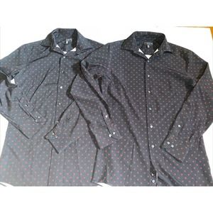 Alfani Dress Shirt Mens Small 14-14.5 32/33 Slim Fit Long Sleeve Black Lot of 2